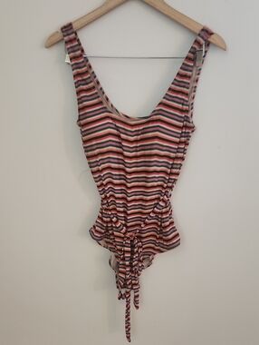 ModCloth Striped One-Piece Tie Waist Bathing Suit XL